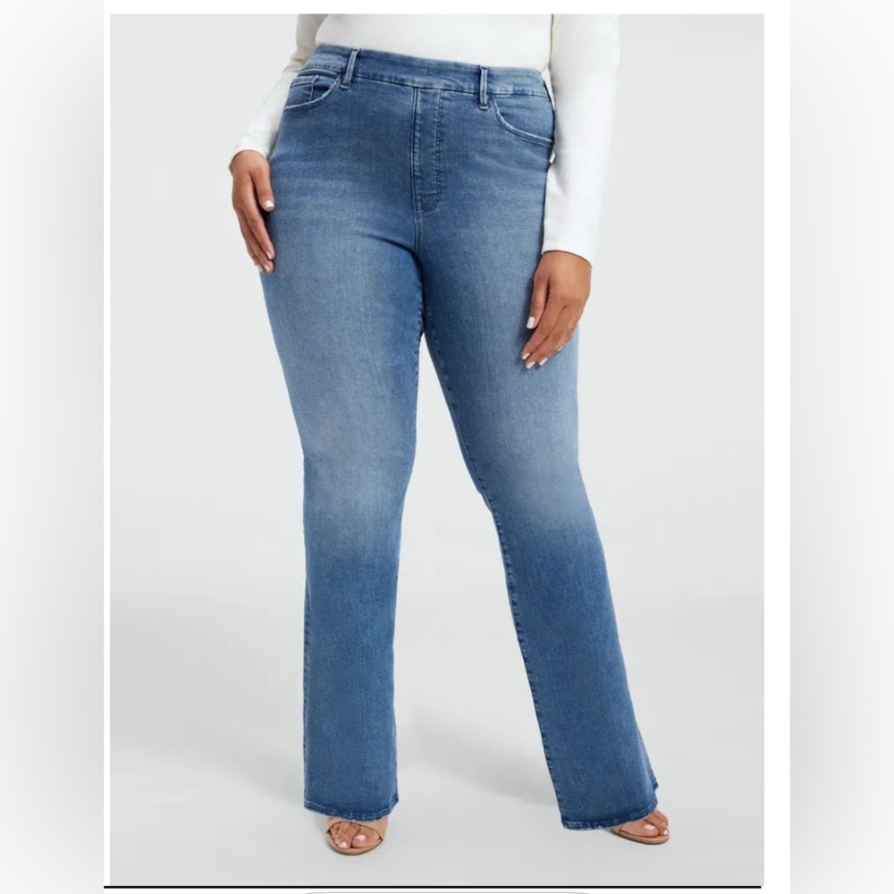 Good American Stretch Pull On Flare Jeans Plus Size 2XL